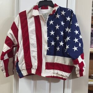1993 Limited Edition Vintage USA Flag Canvas Jacket Patriot Zip Up (mix1)